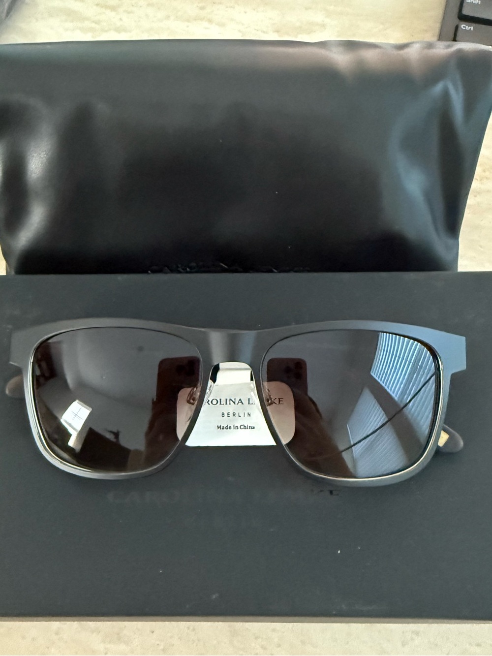 Carolina Lemke Men's Black Polarized Sunglasses